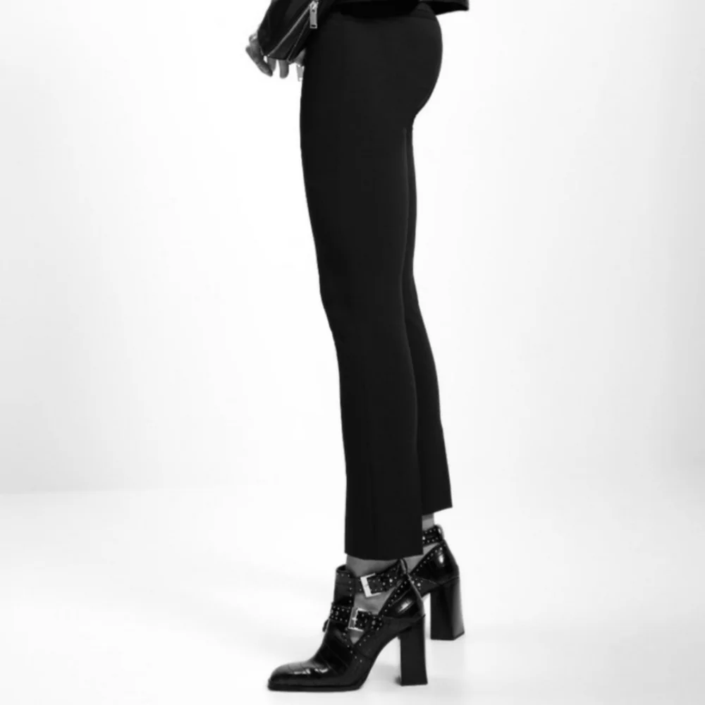 Zara studded ankle boots animal printembossed cut out chunky heel